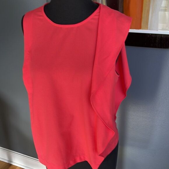 RACHEL Rachel Roy watermelon Crepe Cascade Ruffle Blouse. New. Size 6. - Picture 3 of 8
